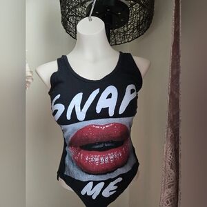 Black Graphic Tank Top Onsie